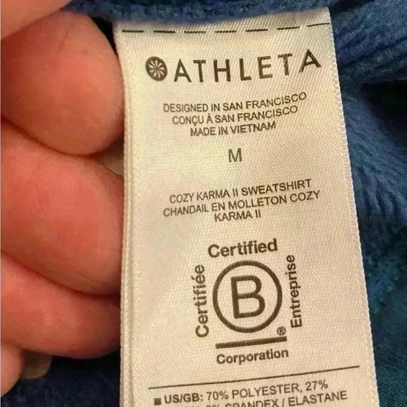 Athleta Womens Pullover Oversized Turtleneck Pockets Poly Cotton Thumb Holes M - Picture 2 of 12